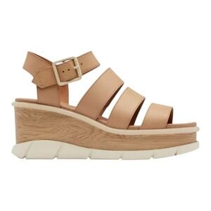 SOREL Women's Tan Leather‎ Strappy Platform Wedge Sandals Size 12